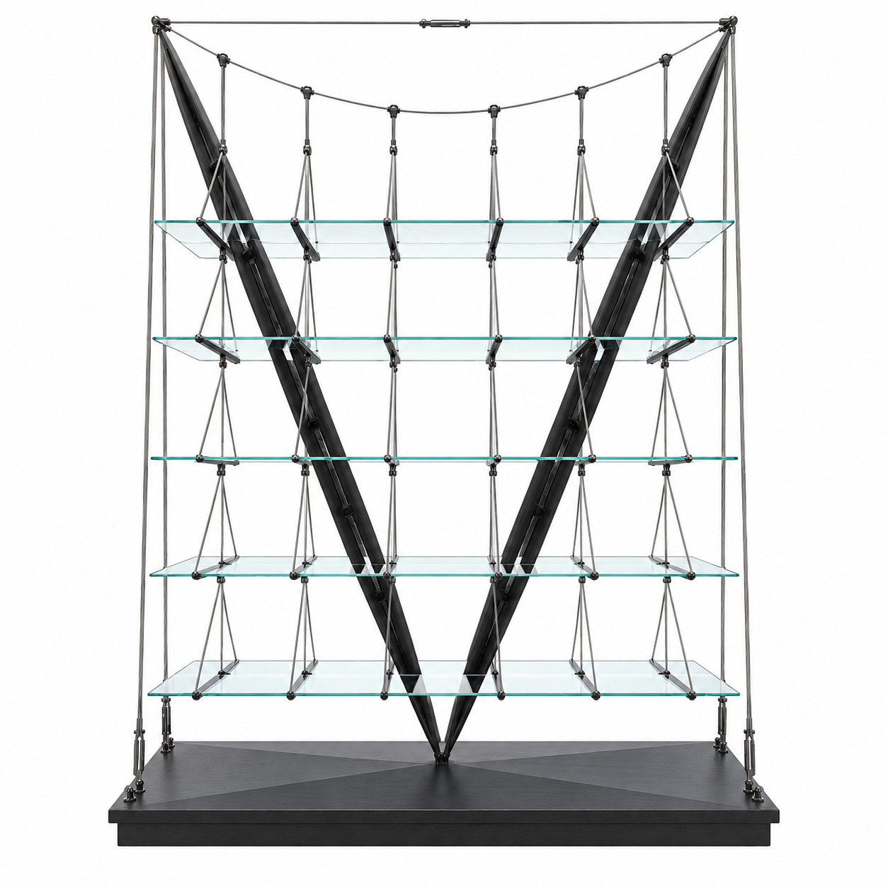 Suspended Rhythm — mixed-material shelving
